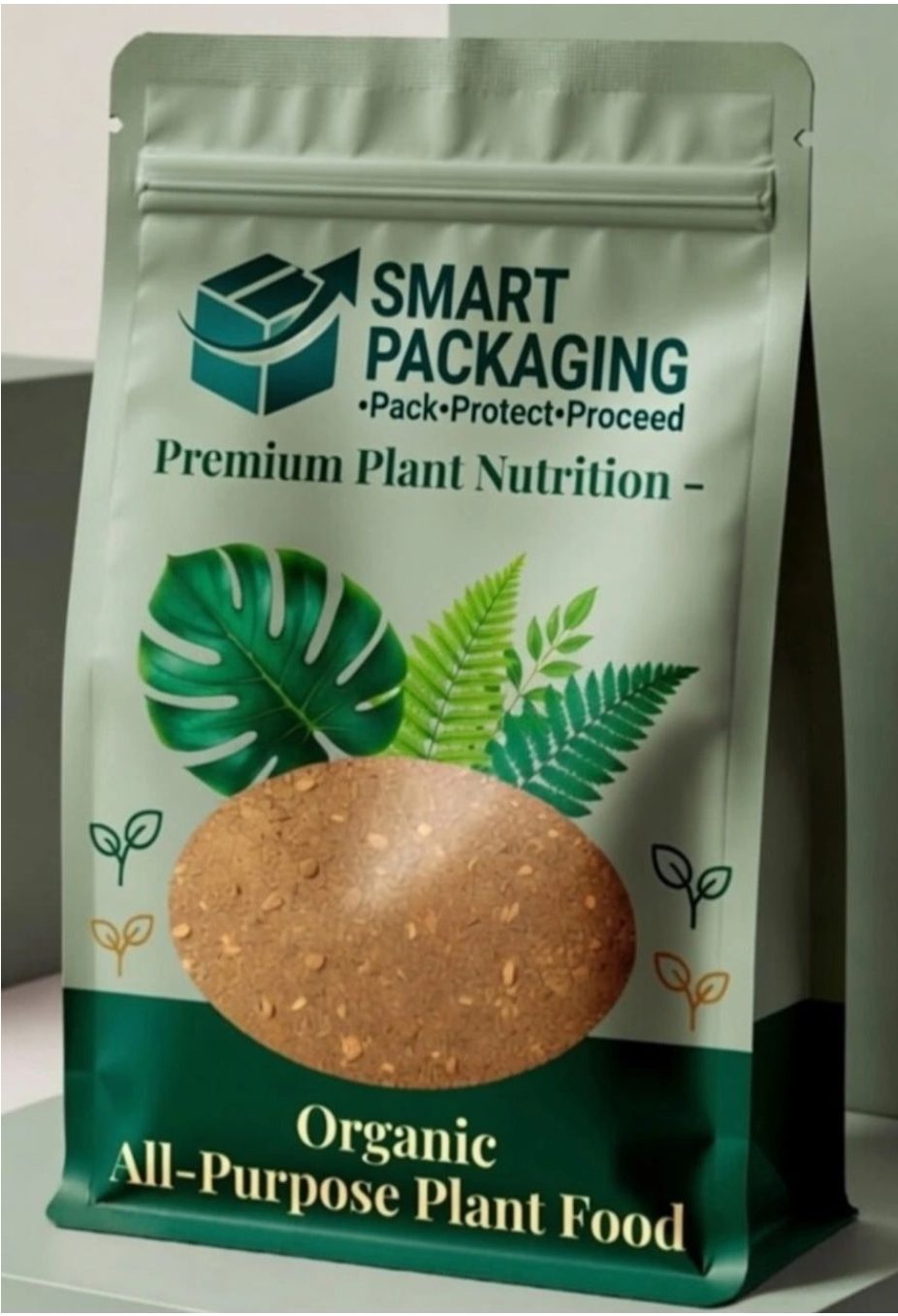 Concept design: flat-bottom pouch for organic plant food